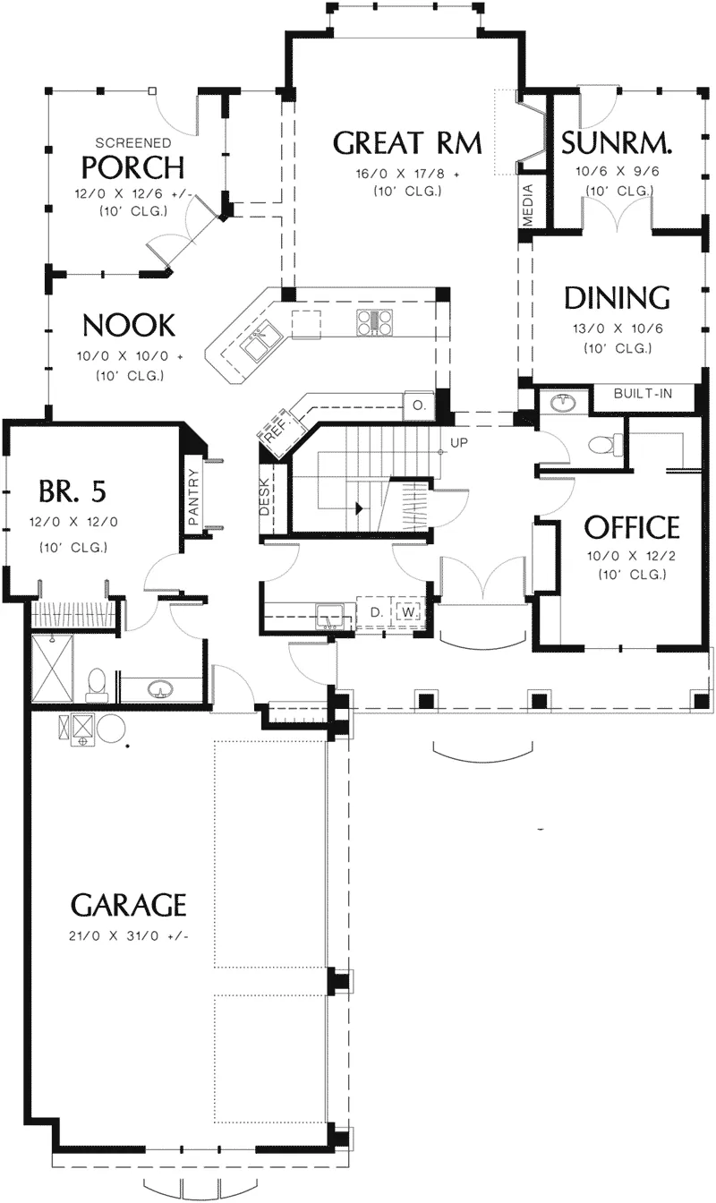 Country House Plan First Floor - Napier Lane Craftsman Home 011S-0072 - Shop House Plans and More