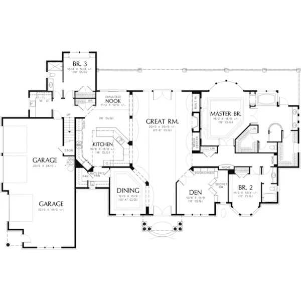 Luxury House Plan First Floor - Reyes Craftsman Home 011S-0073 - Shop House Plans and More