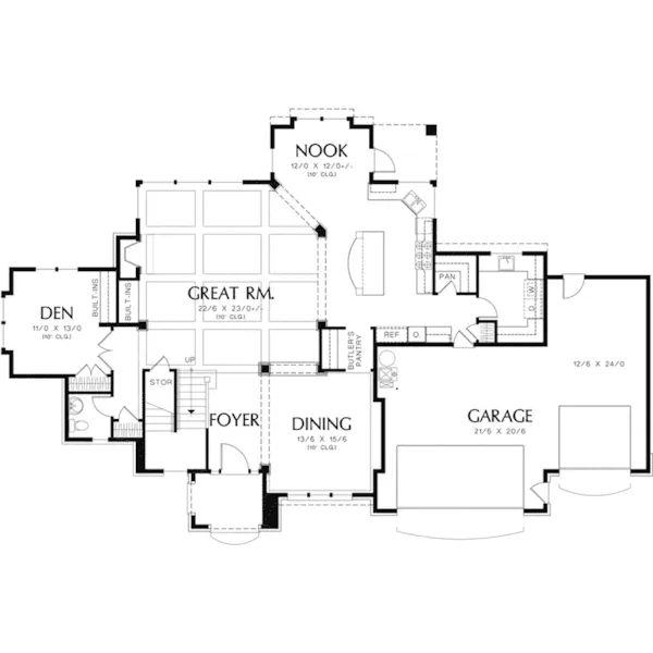 Rustic House Plan First Floor - Canterra Traditional Home 011S-0074 - Shop House Plans and More