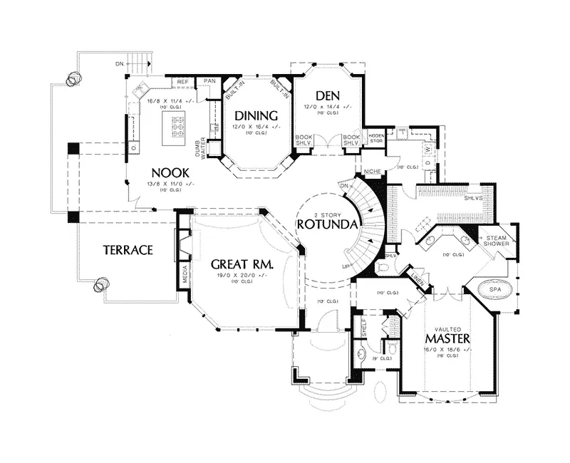 Shingle House Plan First Floor - Blairwood Oak Luxury Home 011S-0078 - Shop House Plans and More