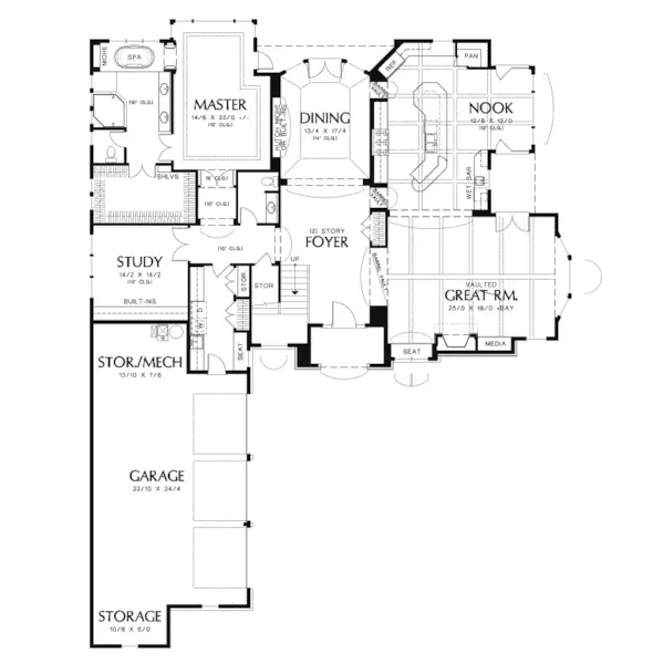 Country French House Plan First Floor - Duxbury Creek Luxury Home 011S-0080 - Shop House Plans and More