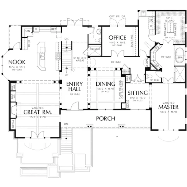 Rustic House Plan First Floor - Jenson Point Luxury Home 011S-0083 - Shop House Plans and More