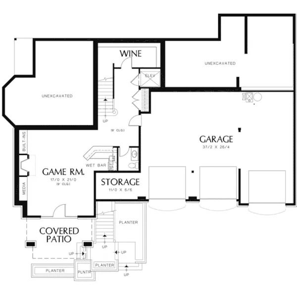 Rustic House Plan Lower Level Floor - Jenson Point Luxury Home 011S-0083 - Shop House Plans and More