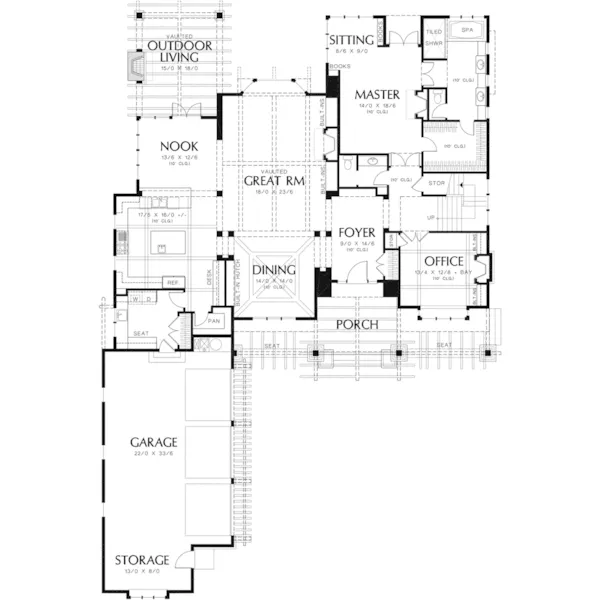 Traditional House Plan First Floor - Patterson Pier Luxury Craftsman Home 011S-0087 - Shop House Plans and More