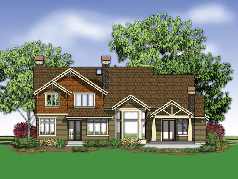 Mountain House Plan Rear Photo 02 - Patterson Pier Luxury Craftsman Home 011S-0087 - Shop House Plans and More