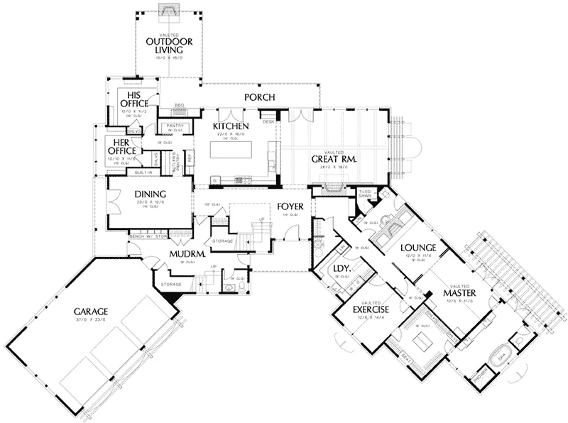 Lake House Plan First Floor - Timber Creek Luxury Home 011S-0089 - Shop House Plans and More