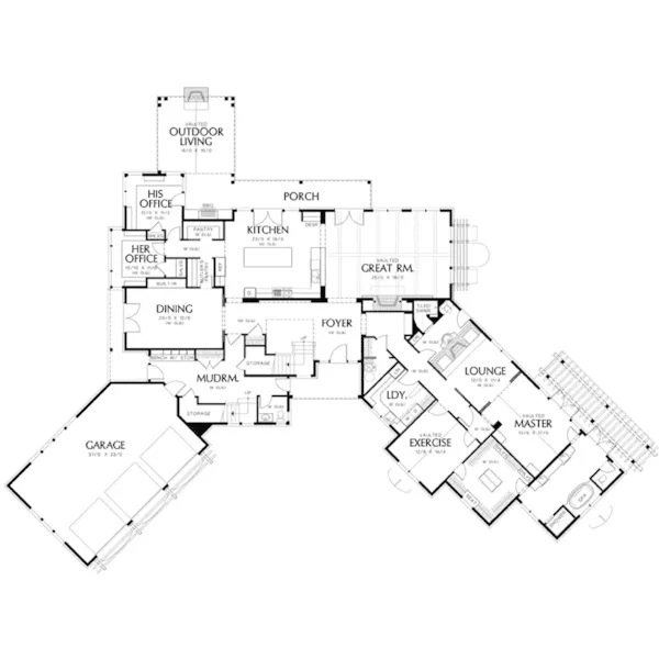 Lake House Plan First Floor - Timber Creek Luxury Home 011S-0089 - Shop House Plans and More