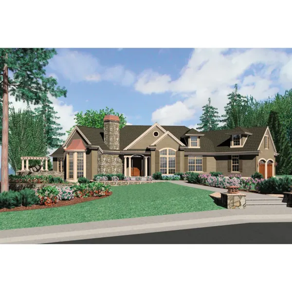 Ranch House Plan Front Image - Wind Summit Traditional Home 011S-0091 - Shop House Plans and More