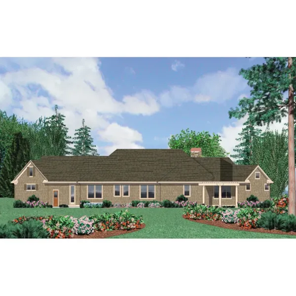 Ranch House Plan Rear Photo 01 - Wind Summit Traditional Home 011S-0091 - Shop House Plans and More