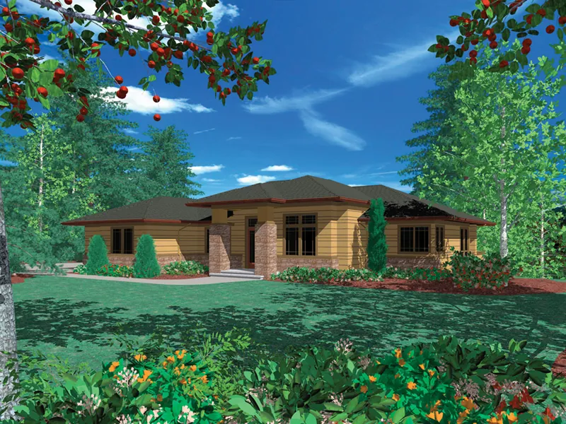 Ranch House Plan Front of Home - Mateo Luxury Sunbelt Home 011S-0093 - Shop House Plans and More