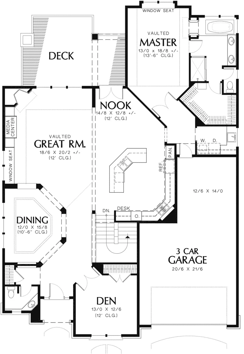 Ranch House Plan First Floor - Longfellow Luxury Home 011S-0094 - Shop House Plans and More
