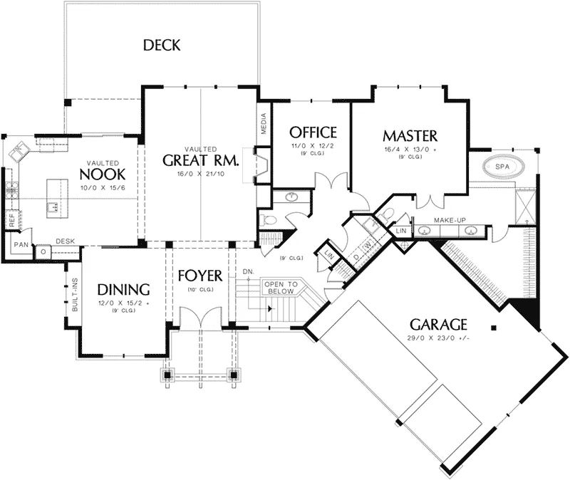 Mountain House Plan First Floor - Inland Point Luxury Home 011S-0097 - Shop House Plans and More