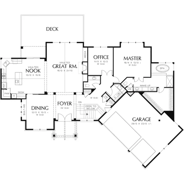 Ranch House Plan First Floor - Inland Point Luxury Home 011S-0097 - Shop House Plans and More