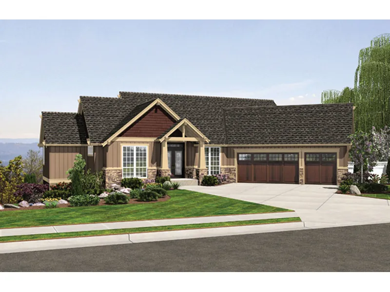 Arts & Crafts House Plan Front Image - Inland Point Luxury Home 011S-0097 - Shop House Plans and More