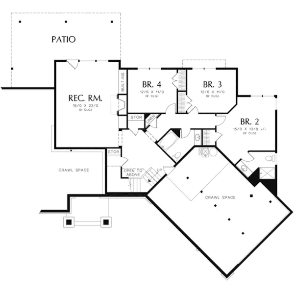 Ranch House Plan Lower Level Floor - Inland Point Luxury Home 011S-0097 - Shop House Plans and More