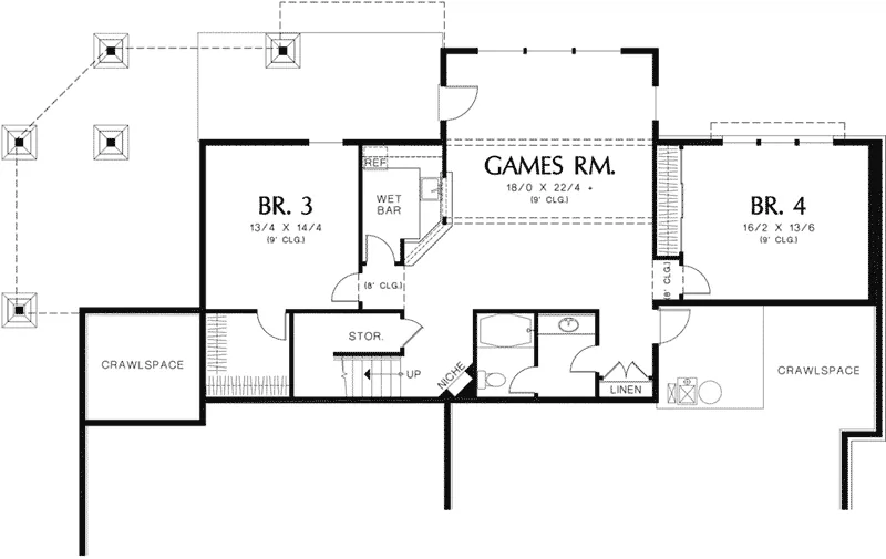 Craftsman House Plan Lower Level Floor - Prichard Place Luxury Craftsman Home 011S-0100 - Shop House Plans and More