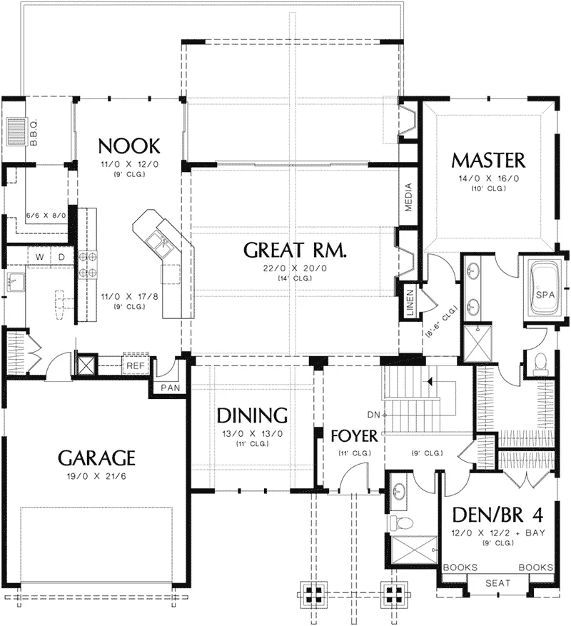 Mountain House Plan First Floor - Pleasant Prairie Craftsman Home 011S-0102 - Shop House Plans and More