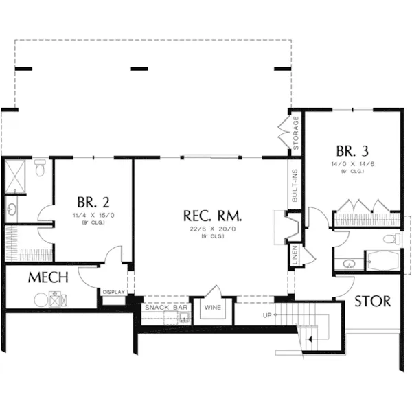 Country House Plan Lower Level Floor - Pleasant Prairie Craftsman Home 011S-0102 - Shop House Plans and More