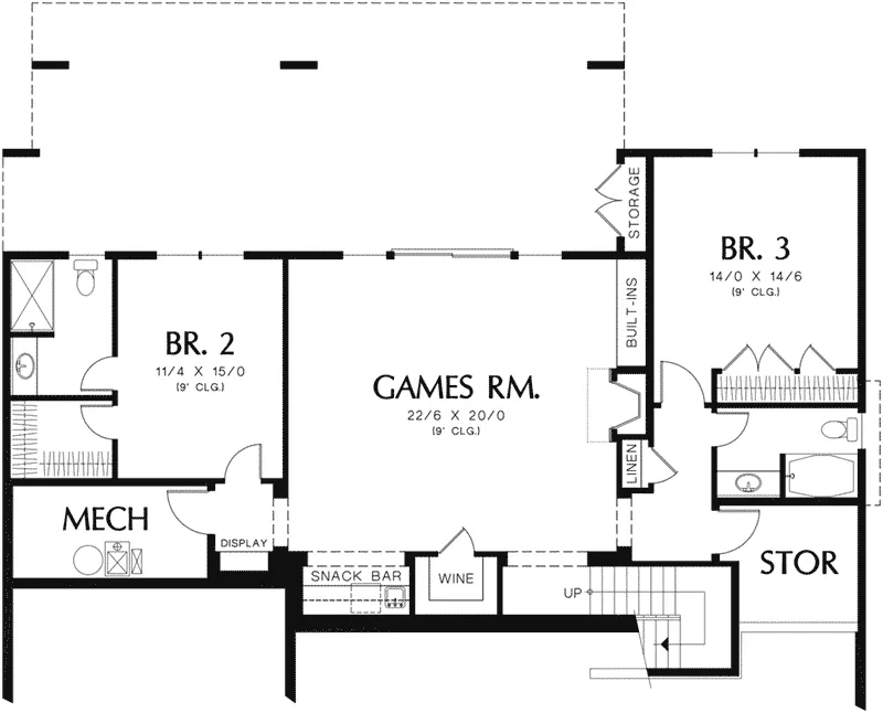 Ranch House Plan Lower Level Floor - Lindley Bay European Home 011S-0103 - Shop House Plans and More