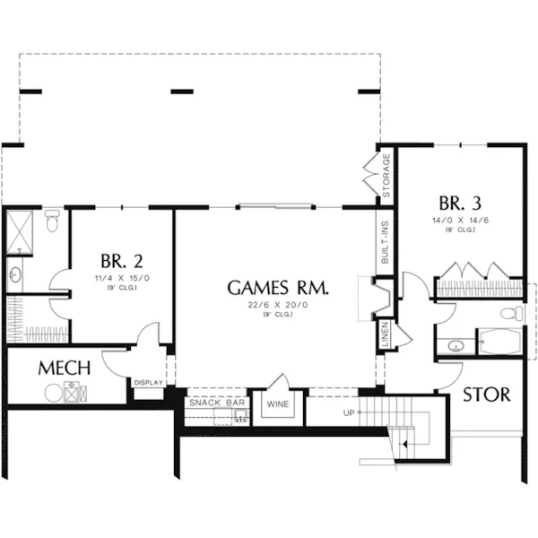 Ranch House Plan Lower Level Floor - Lindley Bay European Home 011S-0103 - Shop House Plans and More