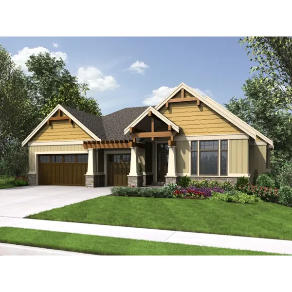 Arts & Crafts House Plan Front of Home - Steinhoff Luxury European Home 011S-0106 - Shop House Plans and More