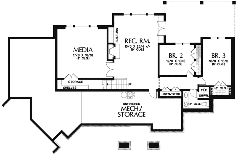 Country French House Plan Lower Level Floor - Sterling Way Luxury Home 011S-0107 - Shop House Plans and More