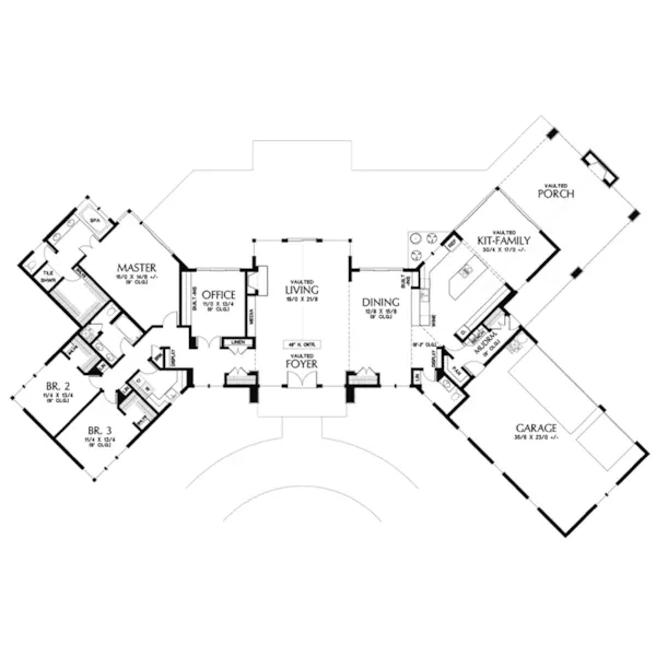 Rustic House Plan First Floor - Wyman Rustic Prairie Home 011S-0108 - Shop House Plans and More