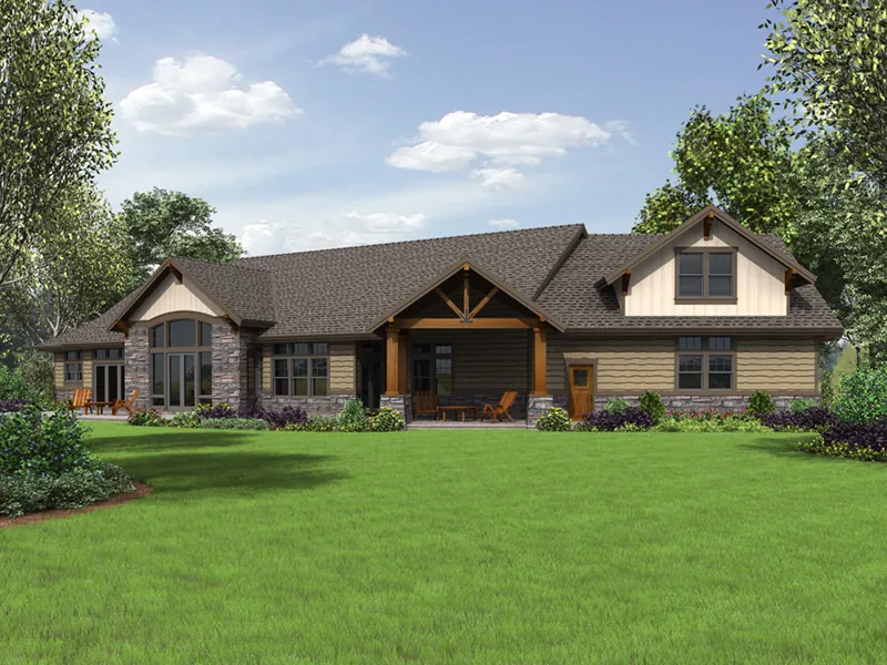 Lake House Plan Rear Photo 01 - Ruckers Point Craftsman Home 011S-0109 - Shop House Plans and More
