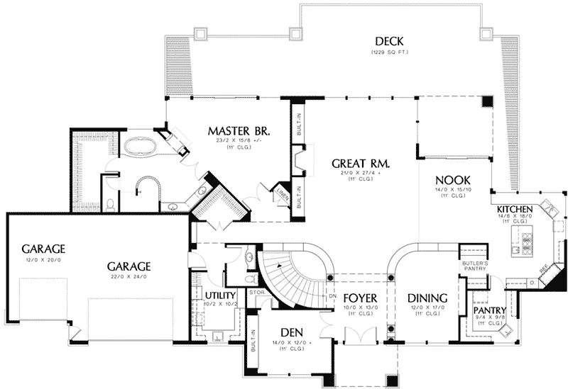 Florida House Plan First Floor - Shell Creek Sunbelt Home 011S-0111 - Shop House Plans and More