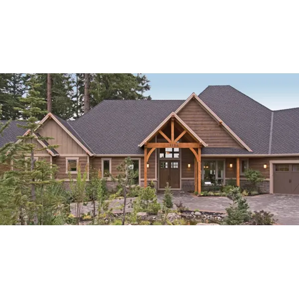 Lake House Plan Front of Home - Knotty Pine Luxury Home 011S-0112 - Search House Plans and More