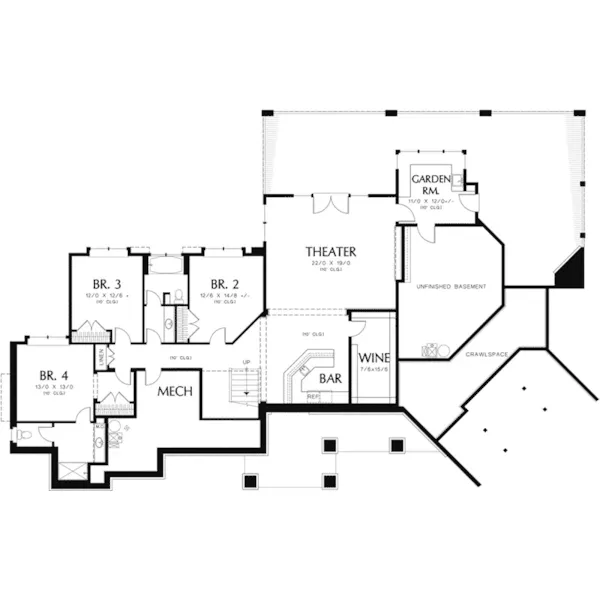 Lake House Plan Lower Level Floor - Knotty Pine Luxury Home 011S-0112 - Search House Plans and More