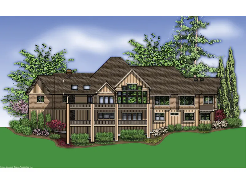 Arts & Crafts House Plan Rear Photo 01 - Knotty Pine Luxury Home 011S-0112 - Search House Plans and More