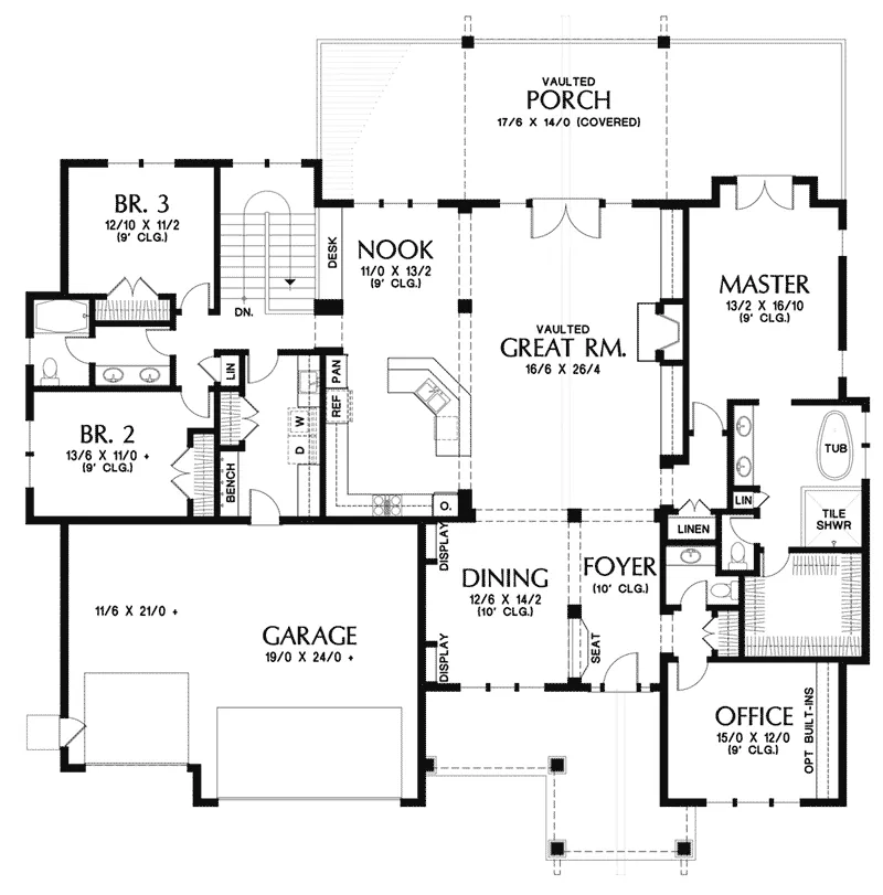 Craftsman House Plan First Floor - Morrow Oak Luxury Home 011S-0115 - Shop House Plans and More
