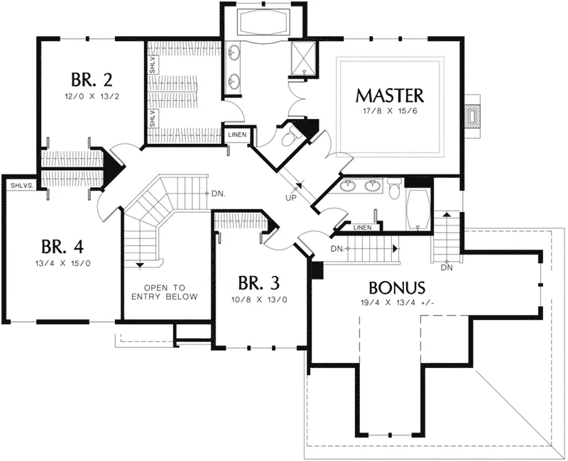 Tudor House Plan Second Floor - Suffolk Luxury Tudor Home 011S-0116 - Shop House Plans and More