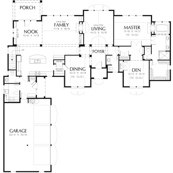 Tudor House Plan First Floor - Candace Cottage Home 011S-0118 - Search House Plans and More