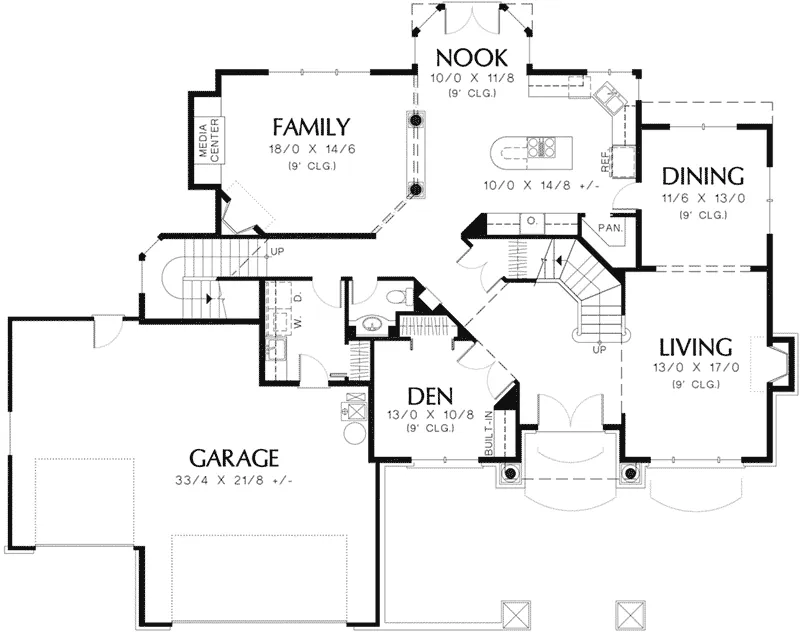 Sunbelt House Plan First Floor - Walker Heights European Home 011S-0122 - Shop House Plans and More