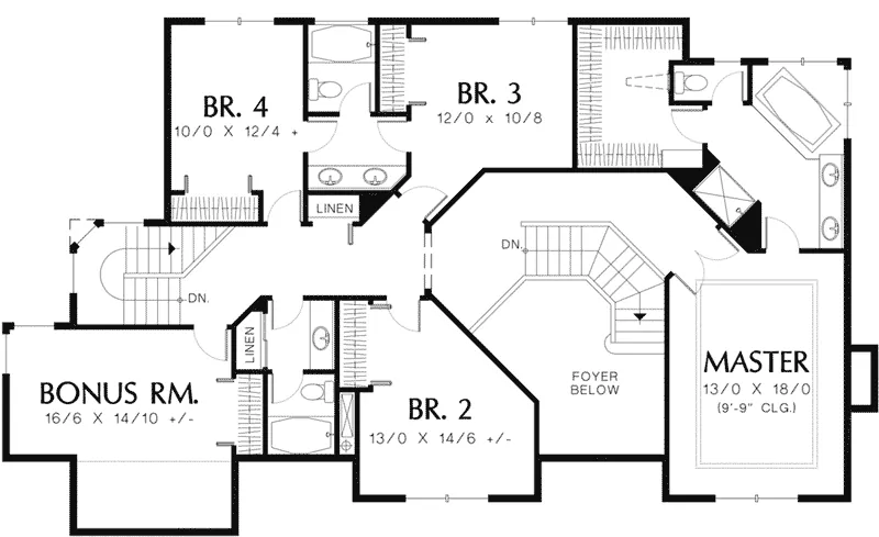 Sunbelt House Plan Second Floor - Walker Heights European Home 011S-0122 - Shop House Plans and More