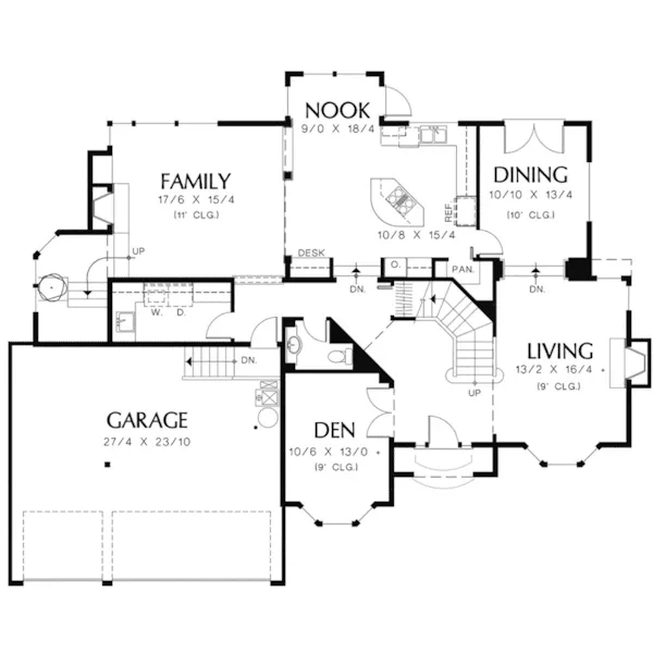 Traditional House Plan First Floor - Terwick European Home 011S-0126 - Shop House Plans and More