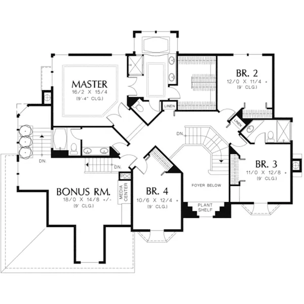 Traditional House Plan Second Floor - Terwick European Home 011S-0126 - Shop House Plans and More