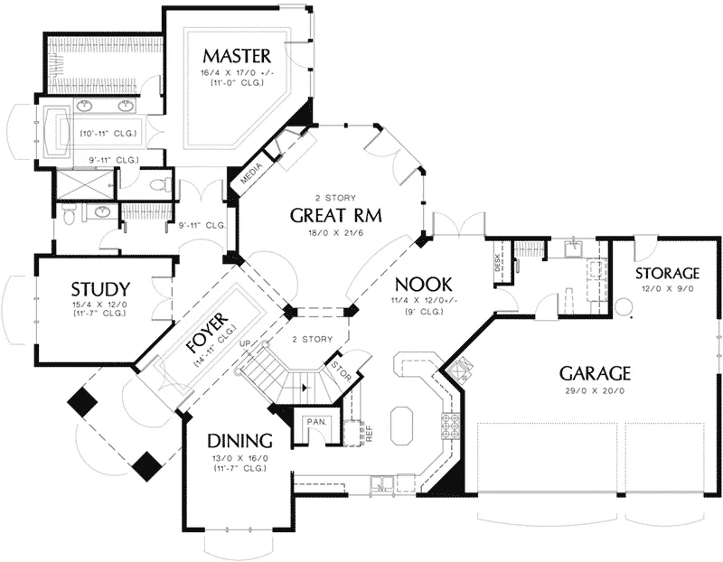 Sunbelt House Plan First Floor - Abbeyville Traditional Home 011S-0128 - Shop House Plans and More