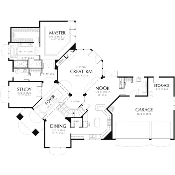 Luxury House Plan First Floor - Abbeyville Traditional Home 011S-0128 - Shop House Plans and More