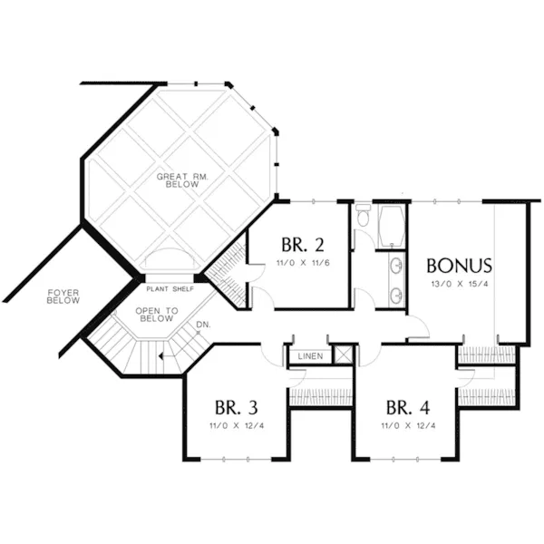 Luxury House Plan Second Floor - Abbeyville Traditional Home 011S-0128 - Shop House Plans and More