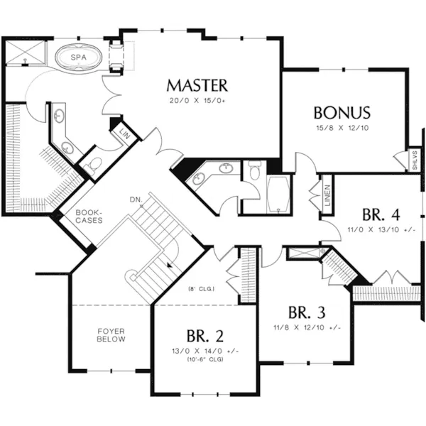 Craftsman House Plan Second Floor - Ash Creek Craftsman Home 011S-0130 - Search House Plans and More