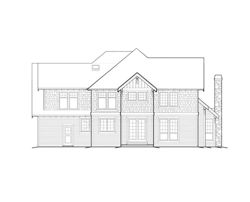 Country House Plan Rear Elevation - Ash Creek Craftsman Home 011S-0130 - Search House Plans and More