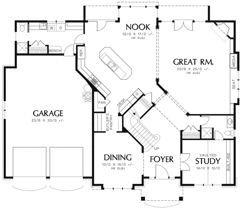 Craftsman House Plan First Floor - Belden Lane Traditional Home 011S-0131 - Shop House Plans and More