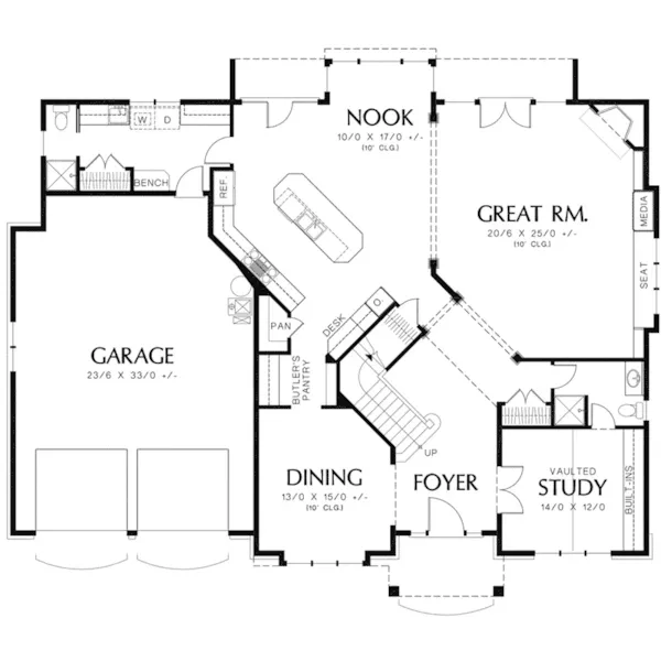 Craftsman House Plan First Floor - Belden Lane Traditional Home 011S-0131 - Shop House Plans and More