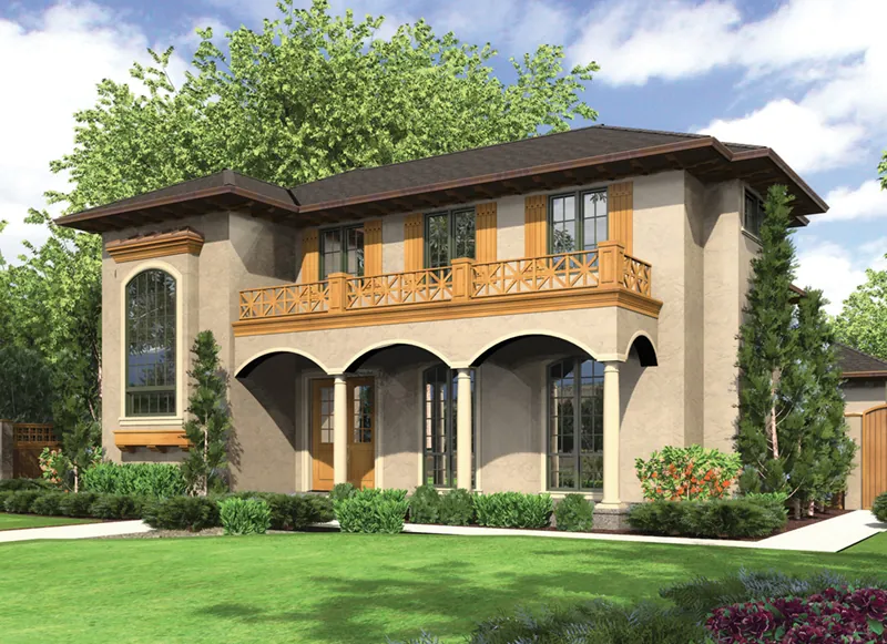 Building Plans Front of Home - Bilbao Mediterranean Home 011S-0136 - Search House Plans and More