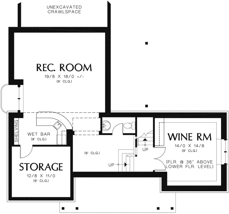 Shingle House Plan Lower Level Floor - Danvers Square European Home 011S-0137 - Shop House Plans and More