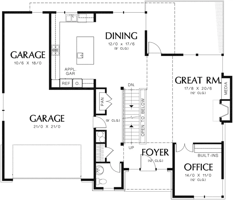 Modern House Plan First Floor - Daria Modern Rustic Home 011S-0138 - Shop House Plans and More