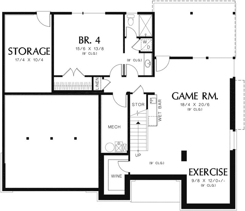 Vacation House Plan Lower Level Floor - Daria Modern Rustic Home 011S-0138 - Shop House Plans and More